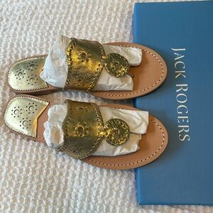 NIB Jack Rogers Size 9 platinum “jack flat sandal”